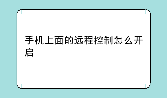 手机上面的远程控制怎么开启