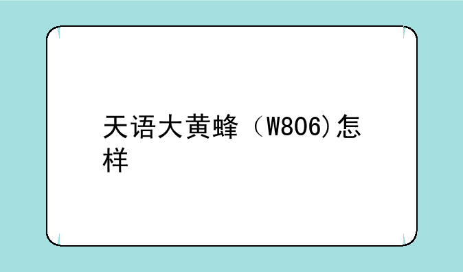 天语大黄蜂（W806)怎样