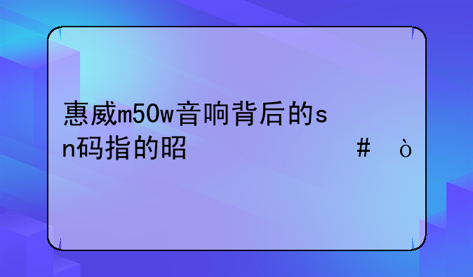 惠威m50w音响背后的sn码指的是什么？
